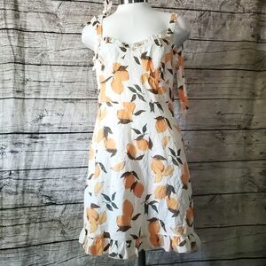 NWT Cider Dress Junior’s Ivory Yellow Lemon Print Sundress Tie Straps Size M